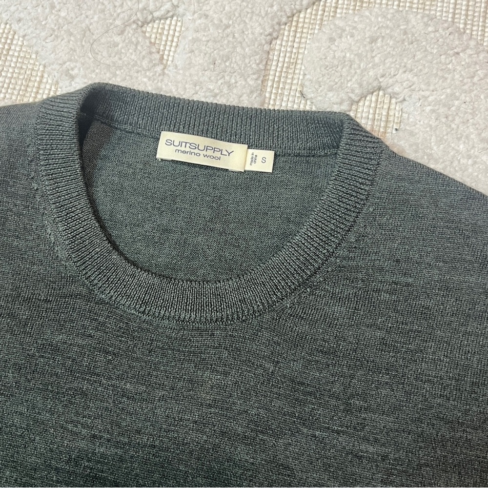 Suitsupply Charcoal Merino Wool Crewneck Sweater - Picture 1 of 7